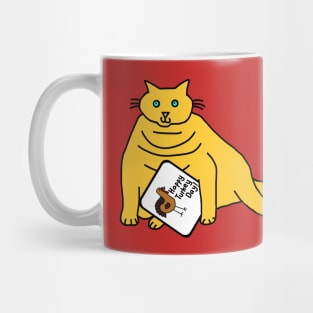 Chubby Cat with Thanksgiving Turkey Greetings Mug